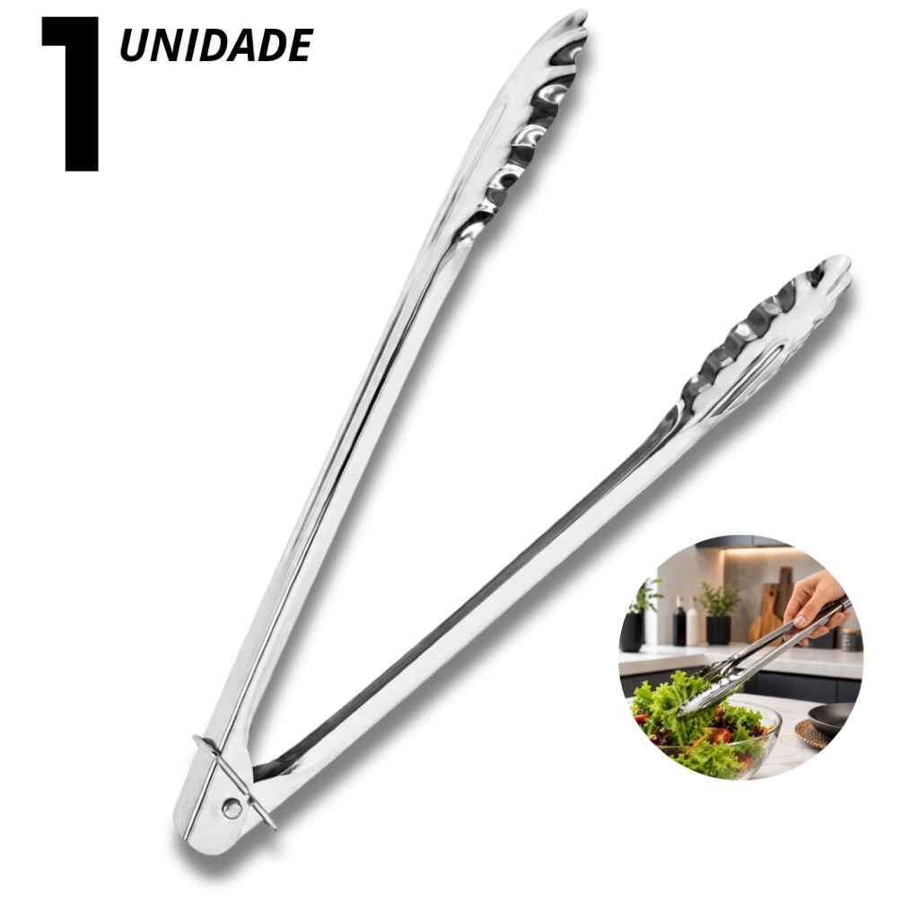 Pegador de Saladas Aço Inox 30cm Para Salada Churrasco Serve Para Outros Trabalhos na Cozinha