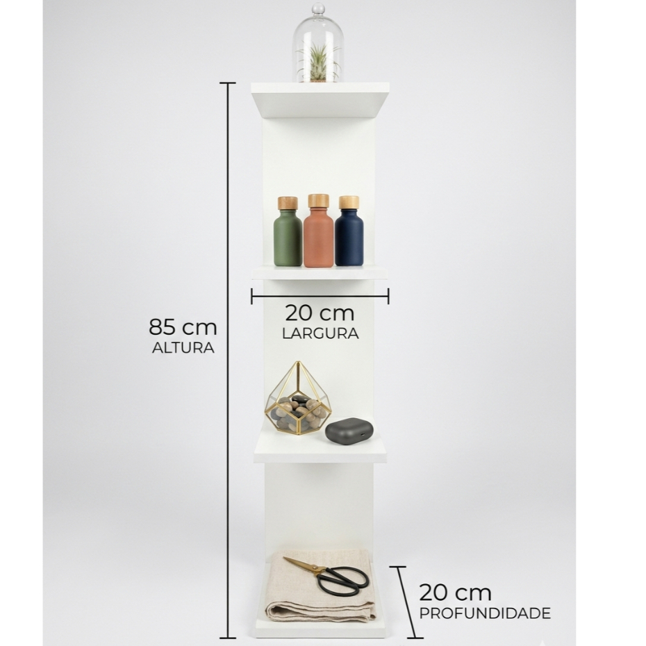 Torre de Prateleira Estante MDF 85 CM Decoração Organizar Casa Quarto Escritório Produtos Perfumes
