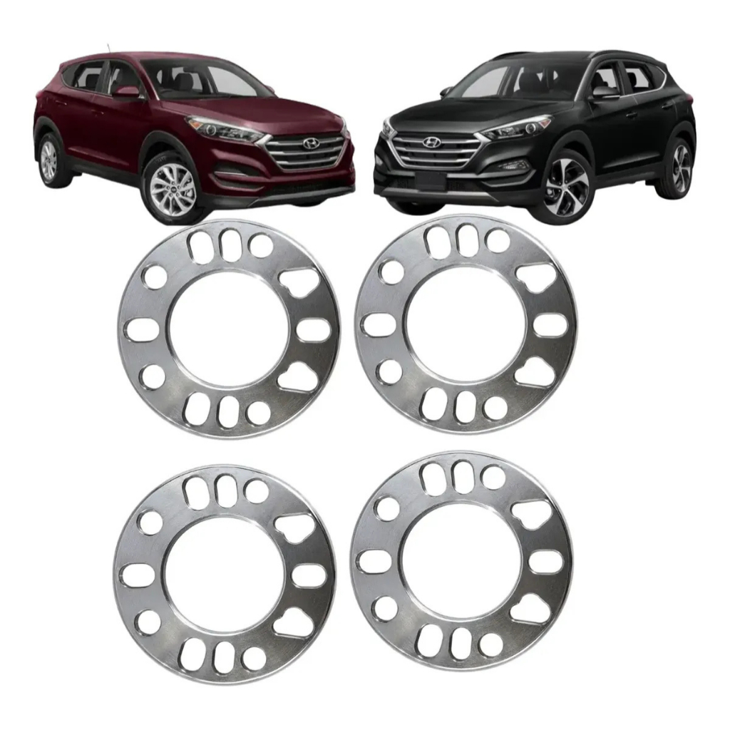 Kit 4 Espaçador 7mm Alargador Roda Tucson 5x114,3 4e5 Furos