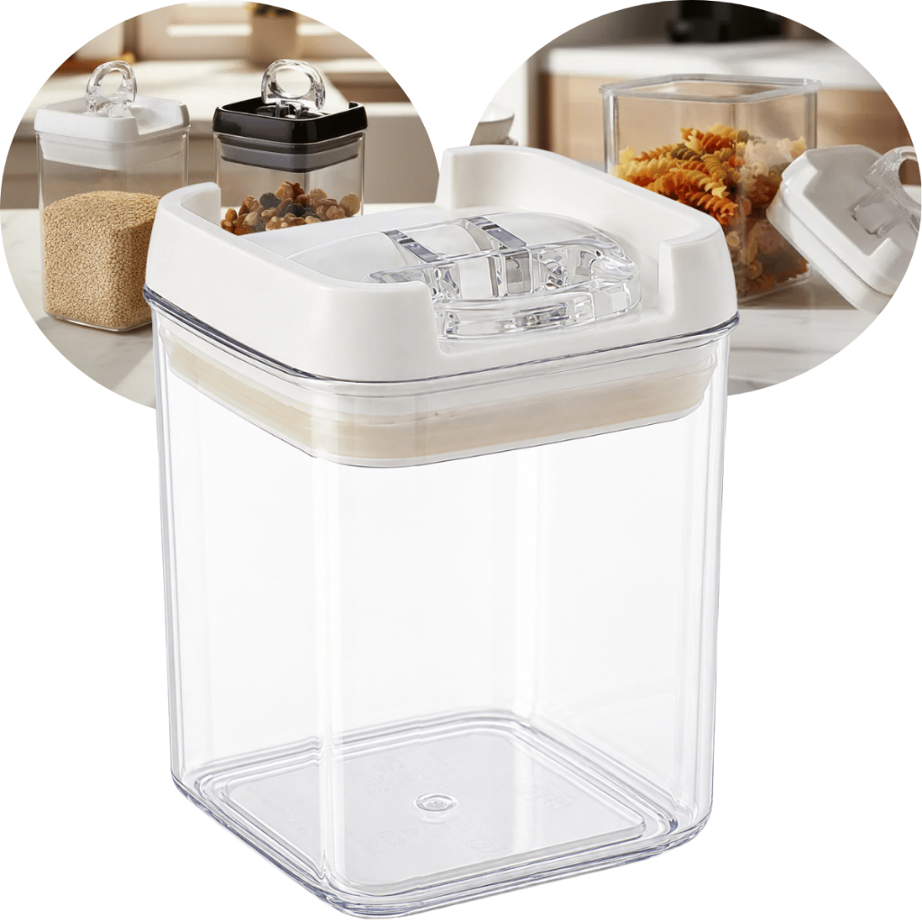 Pote Hermético 300ml Transparente com Trava para Grãos Cereais Temperos Armazenar Alimentos Cozinha
