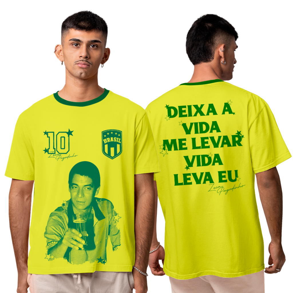 Camiseta Algodão Unissex Zeca Pagodinho Copa do Mundo Brasil Core 2026 FC T-Shirt Camisa