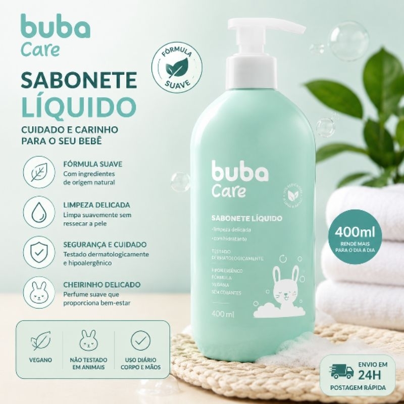 Sabonete Líquido Bebê Buba Care 400ml ou 250ml Original