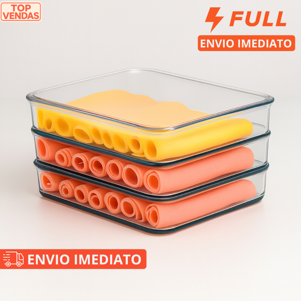 Porta Frios Presunto Queijo Kit Acrílico Resistente Duplex Duplo Com Tampa Hermético Empilhável