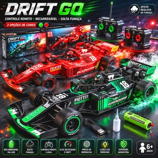 Carrinho Fórmula 1 Infantil Controle Remoto Recarregável Solta Fumaça Luz LED Brinquedo de Corrida Drift Racing