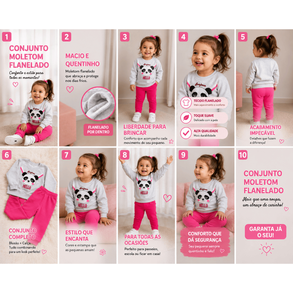 Conjunto Infantil Agasalho Moletom Flanelado Premium (Jidi Kids) Inverno Quentinho com e sem capuz