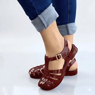 Sandália Feminina Plástico Fivela Envio Rápido