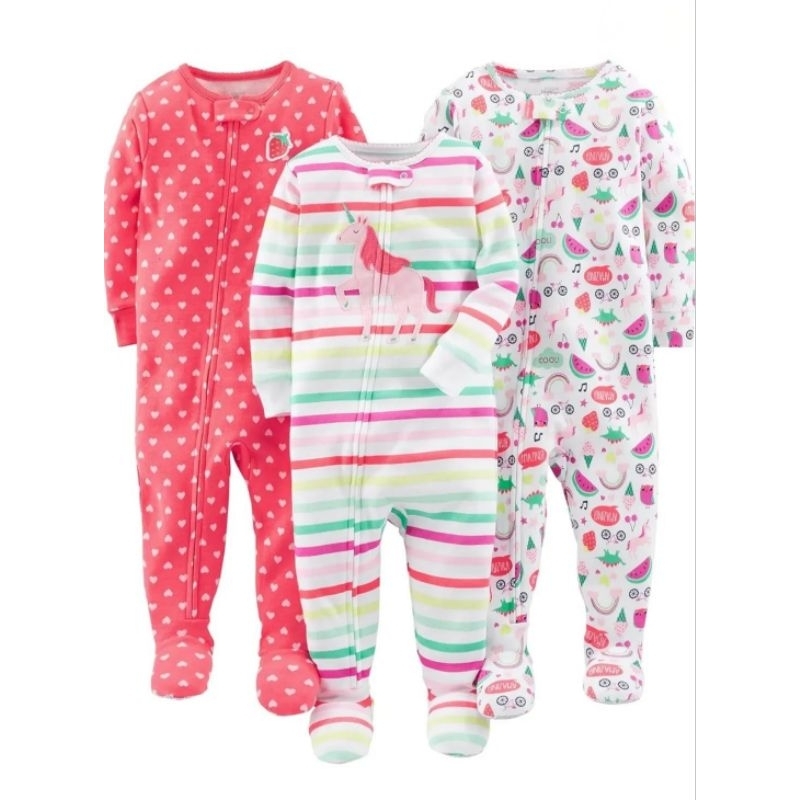 Macacão infantil Simple Joys by Carter's 100% algodão pijama longo menina meninos com zíper