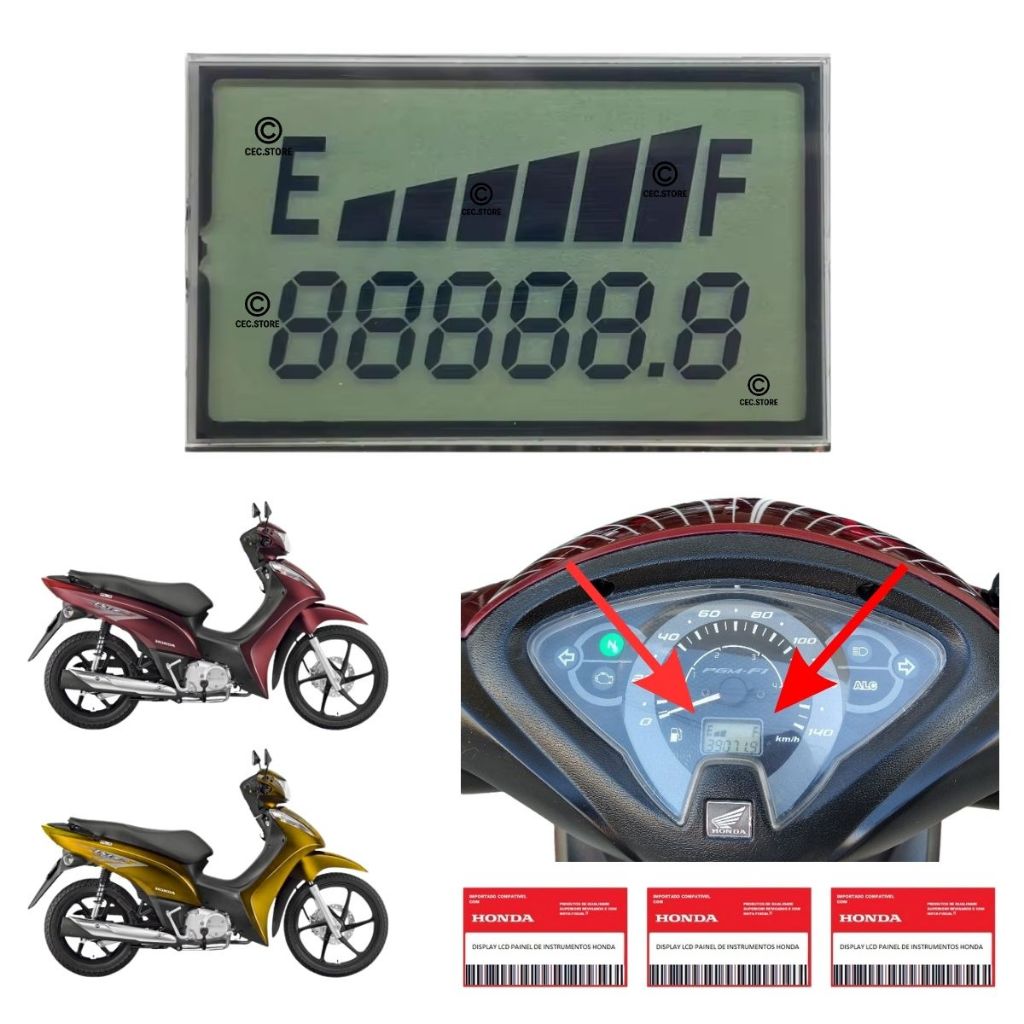 Display Lcd Do Painel Da Moto Honda Biz 125 Ex 2011 Até 2017