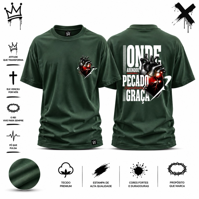 Camiseta Religiosa Casual Unissex 100% Algodão Estampa Exclusiva Fé Moda Urbana Confortável Estilosa Igreja