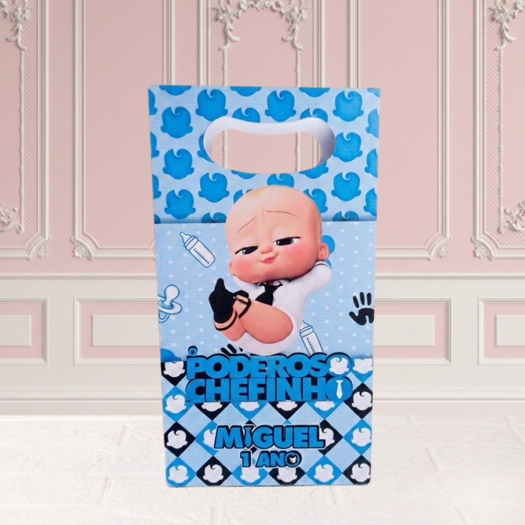 Sacola Personalizada Boca de Palhaço M PODEROSO CHEFINHO Lembrancinha para festa Infantil DESMONTADA