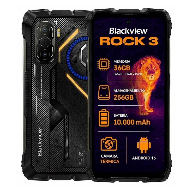 BLACKVIEW ROCK 3 CÂMERA TÉRMICA 32/256GB 10000mAh 108MP Smartphone Robusto para atividades Extremas NFC DUAL SIM