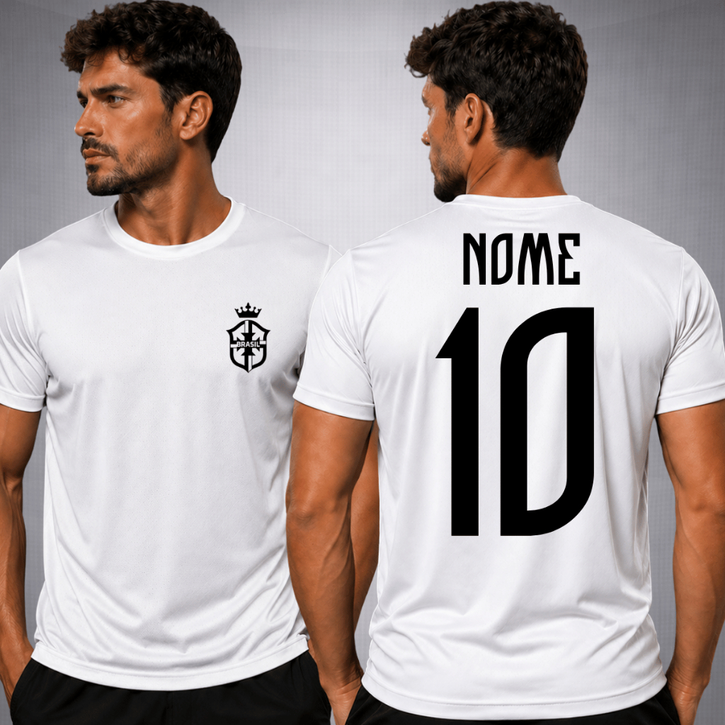 Camiseta Masculina Esportiva Blusa Esportiva Dry Fit Brasil Com Seu Nome Camisa Dry Fit Futebol