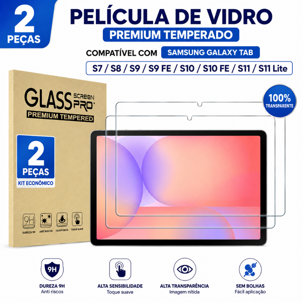 Protetor De Tela Para Tablets Samsung Galaxy Tab S7/S8/S9/S9fe/S10/S10fe/S11/S11