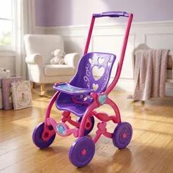 Carrinho de Boneca Menina Brinquedo De Bebê Rosa Com Florzinha Baby Car Princesas