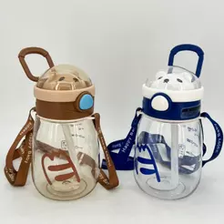 Garrafa Infantil com Canudo Antivazamento Free Com Alça 550ml Escolar Portátil