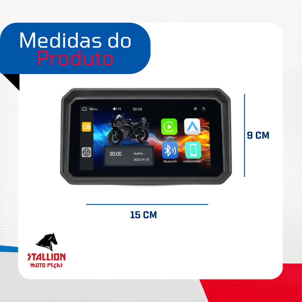 Central Multimídia Moto MP5 Stallion G5 G6 G7 CarPlay Android Auto IOS Universal