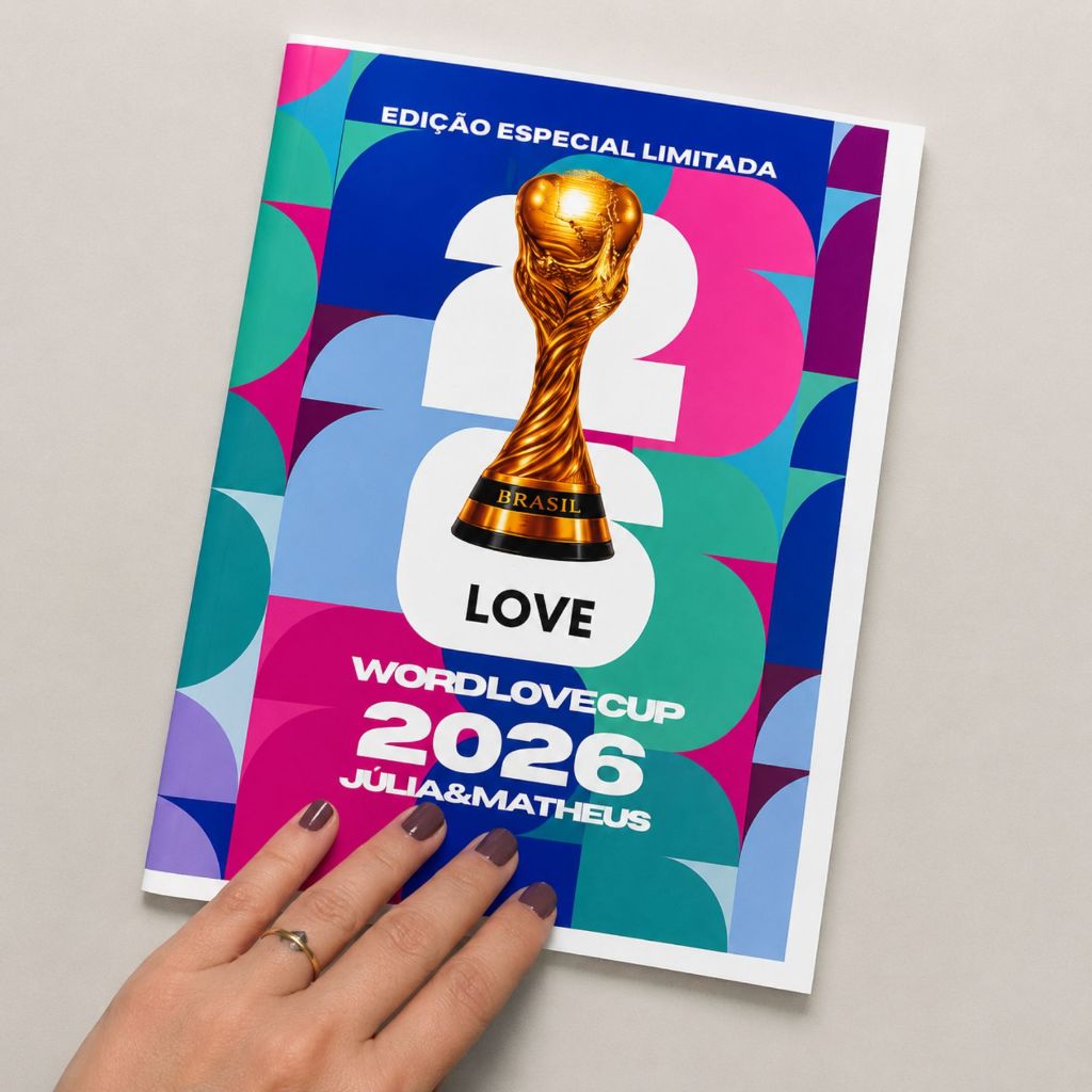 Álbum de Figurinhas para Casal Personalizado | Love Cup 2026- album copa do mundo-dia dos namorados-40 figurinhas