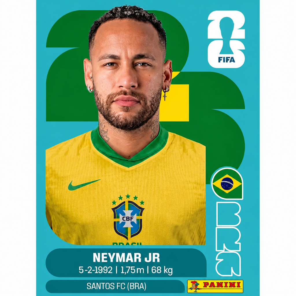 Figurinhas Neymar / Endrick / Rayan Copa do Mundo 2026 Adesiva Colar