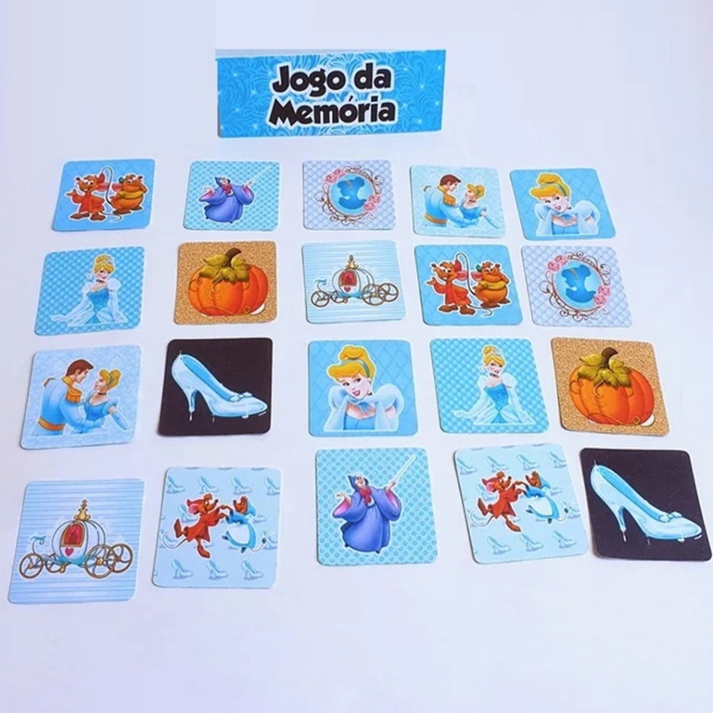 Jogo da Memória CINDERELA Lembrancinha Personalizada para Festa Infantil Aniversário