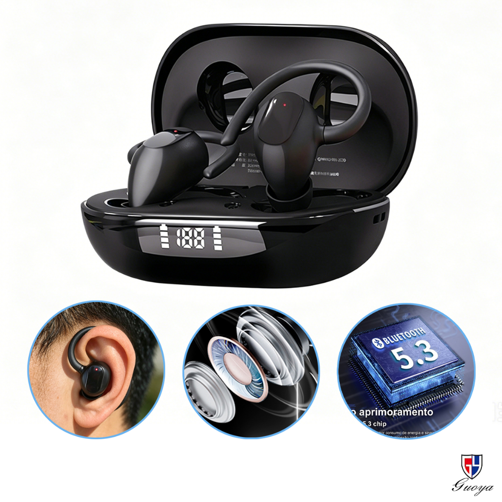 Fones De Ouvido Sem Fio Bluetooth Fone Com Microfones Hifi Estéreo Toque Inteligente Esportes