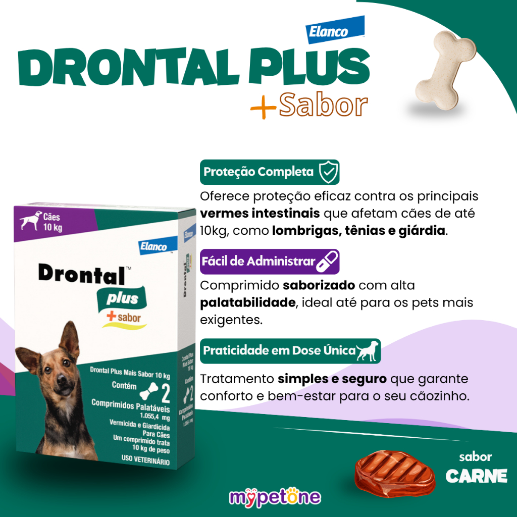 Vermífugo Drontal Plus Carne Cães10kg 2 Comprimidos · foto 2