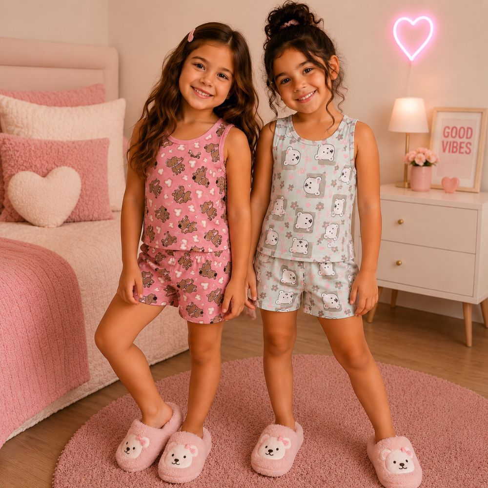 Pijama Infantil Menina Confortável do 4 ao 14 Anos | Pijama Infantil Feminino | Roupa de Dormir Infantil Macio