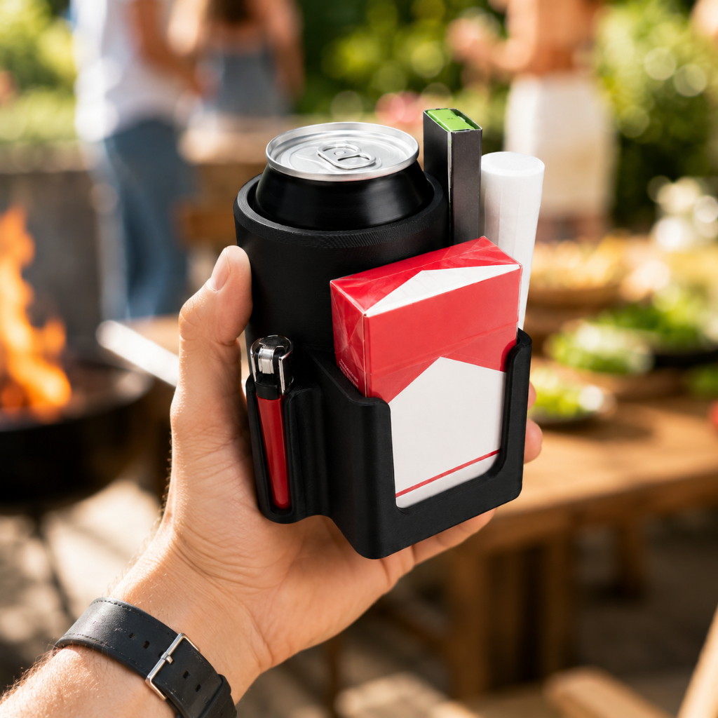 Caneca Porta Lata Multifuncional com Suporte Caixa de Palha, Acendedor e Descanso + BRINDE