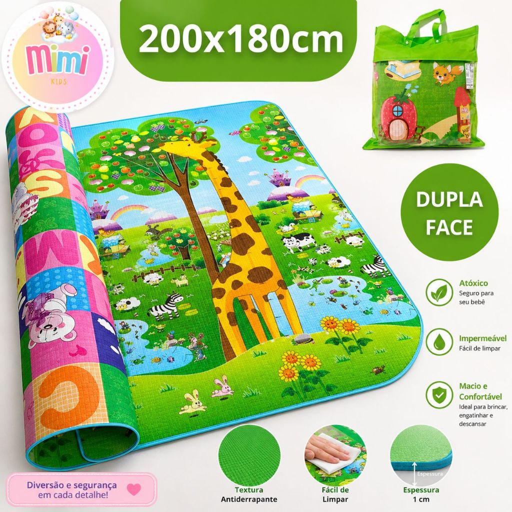 Tapete de Atividades Infantil Emborrachado 1,50 m x 2,00 m x 0,6 mm - Térmico  2,00 X 1,80M X 0,5MM