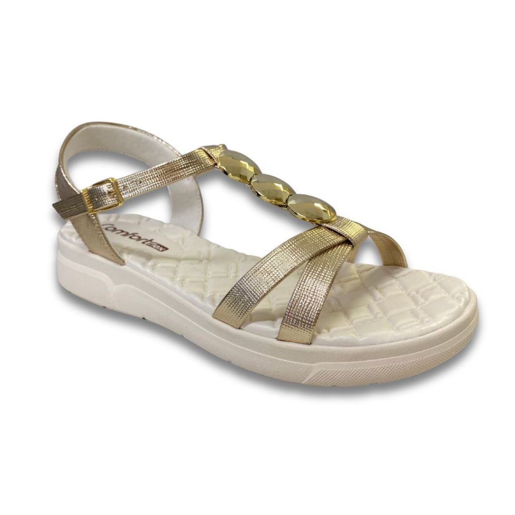 Sandália Feminina Papete Com Brilho Flatform Comfortflex