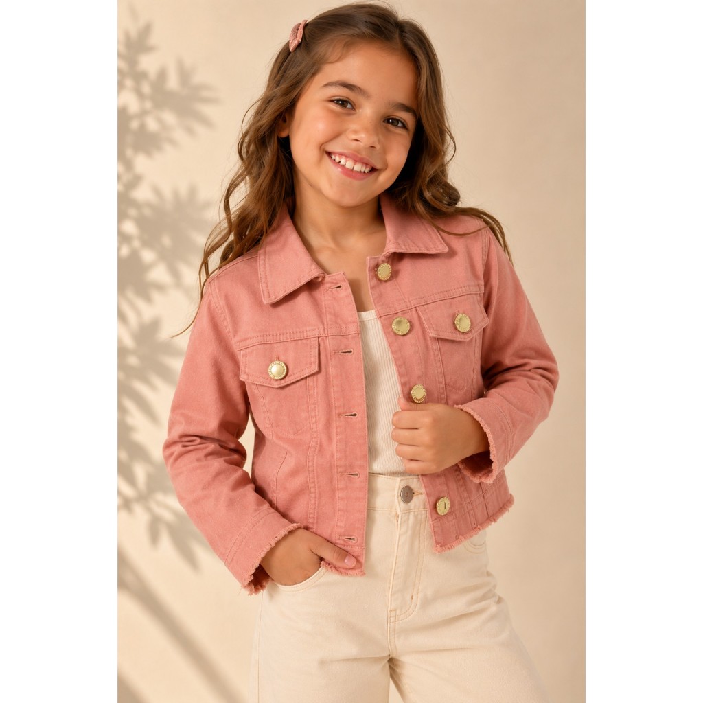 Jaqueta Jeans Sarja Feminina Infantil Juvenil Menina Várias Cores Modelagem Premium NOVIDADE
