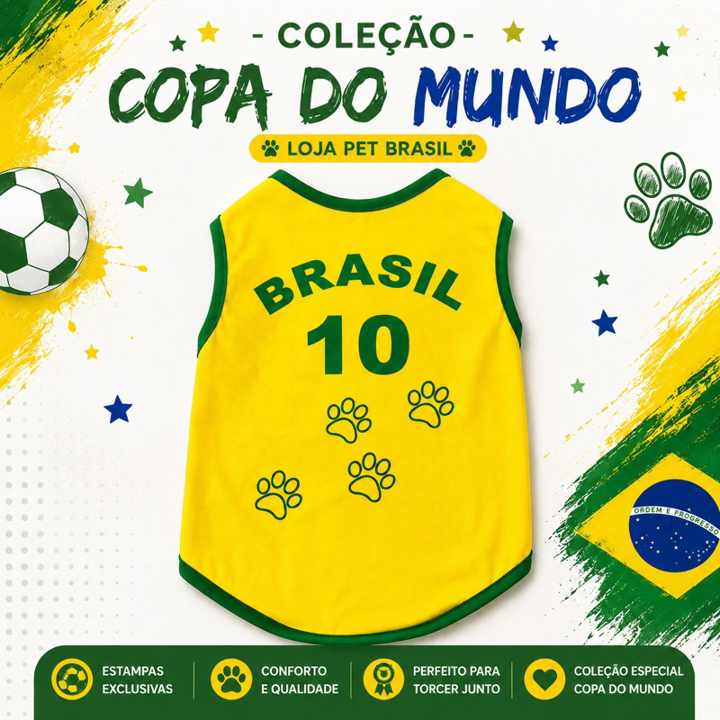 Kit 2 Regatas Brasil Seleção Brasileira Cachorro
