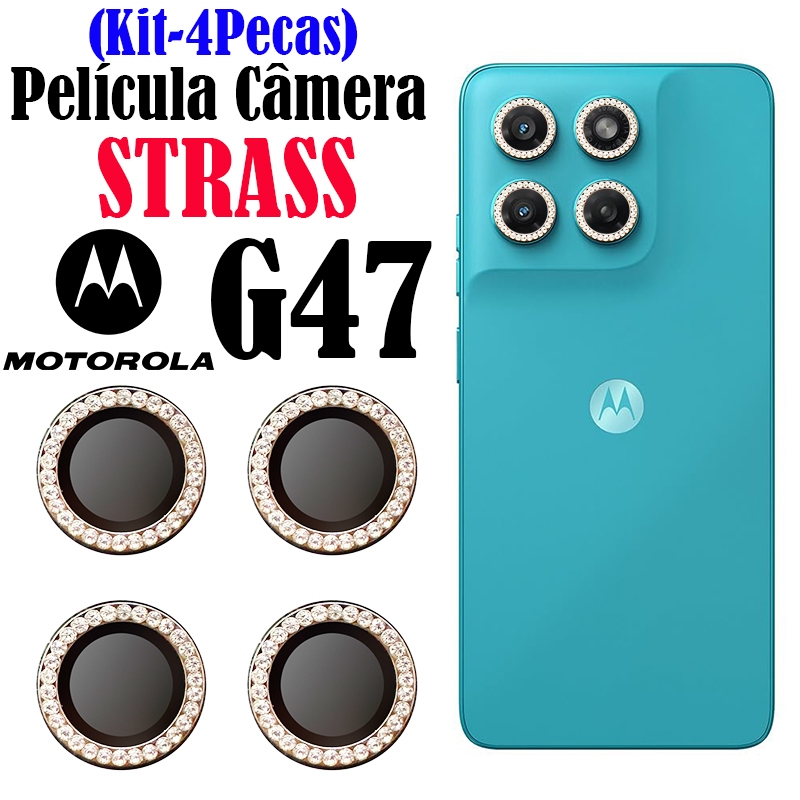 Kit (4 Pecass)Película Câmera STRASS G47 Motorola Protetor  Lente DIAMONTE Brilh