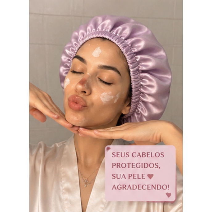Touca de Cetim Anti Frizz para Dormir | Proteção Capilar, Cachos, Hidratação e Redução de Quebra