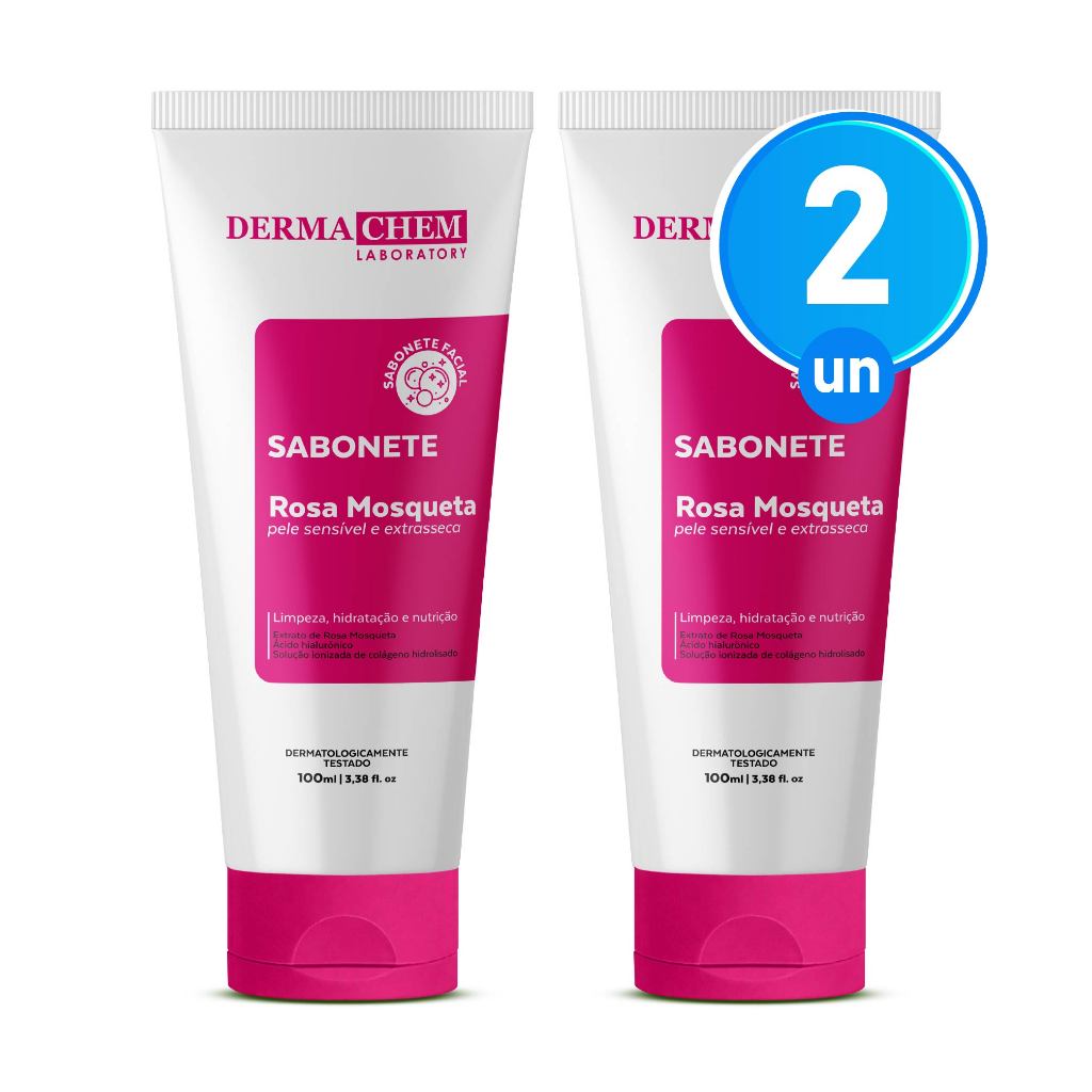 Kit 2 Sabonete Ultra Hidratante Rosa Mosqueta 100ml Dermachem