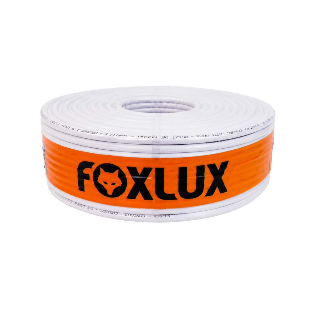 Cabo Coaxial RG6 95% Foxlux 100m para TV Antena Parabólica e Sinal Baixa Interferência