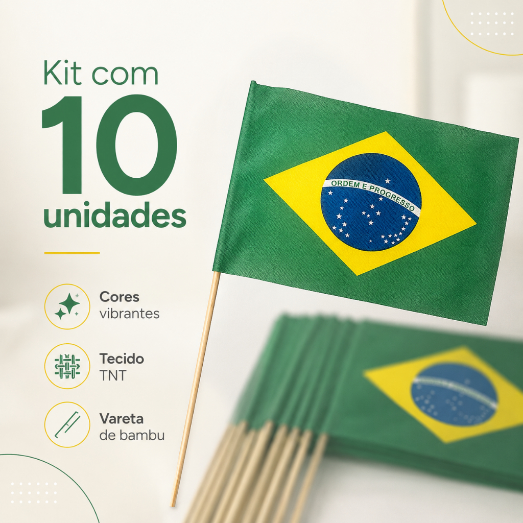 Kit 10 Bandeiras do Brasil Copa Do Mundo Bandeira Brasil Festa Eventos