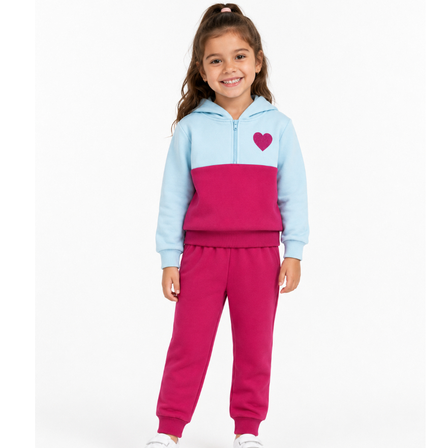 Conjunto Moletom Feminino Inverno Peluciado Zíper Capuz Roupa De Frio Menina Do 4 Ao 10 Casaco+Calça