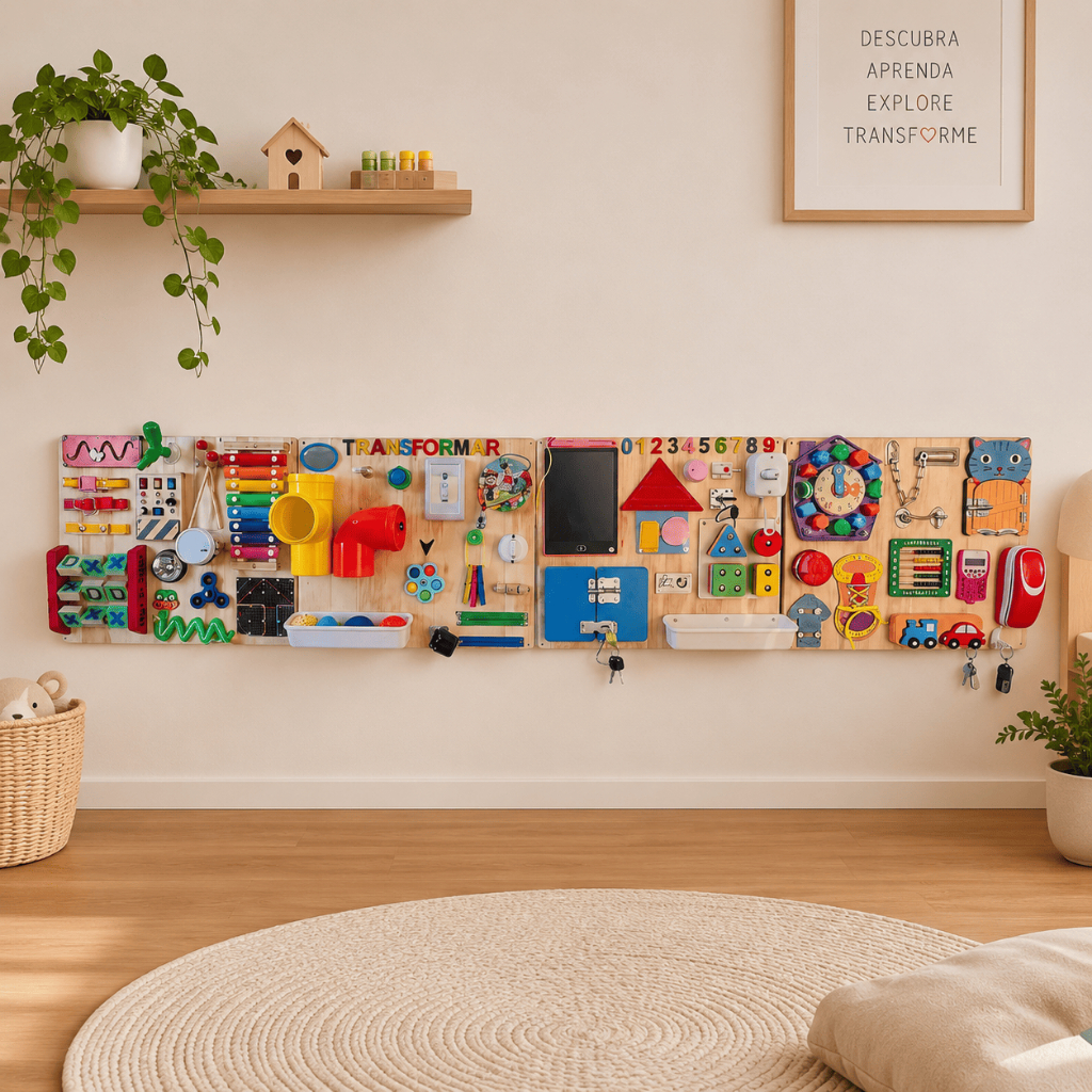 Painel Sensorial Montessoriano Educativo / Placa de Atividades/ uádruplo Egito - com 184x40cm
