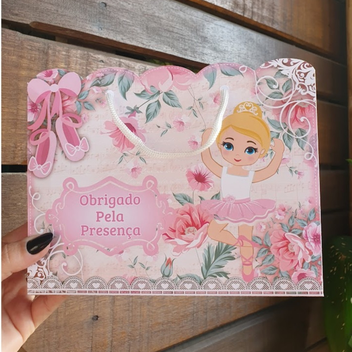 Sacolinha Personalizada Tema BAILARINA LOIRA - PEGUE E MONTE– Lembrancinha Festa Infantil Aniversário PRONTA ENTREGA