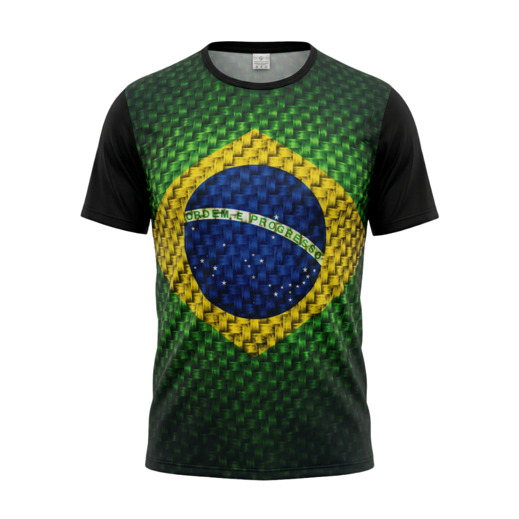 Camiseta Camisa Masculina do Brasil Dryfit Adulto Bandeira Dia a Dia Casual Esportes Futebol Treino