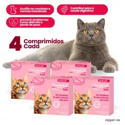 Kit 4 Vermífugo Chemitec Chemital para Gatos - 4 Comprimidos