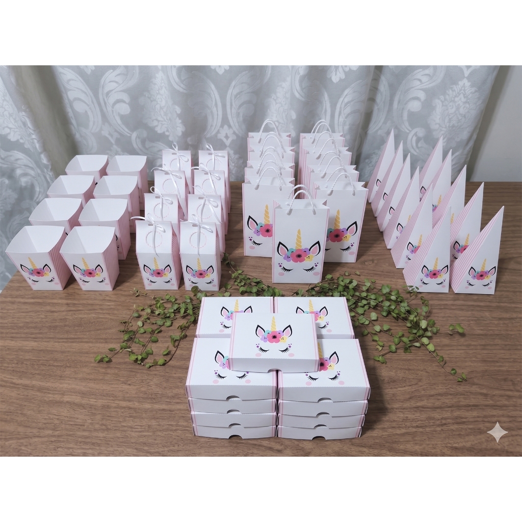 25 a 100 peças pegue monte aniversário unicórnio olhos sacolinha surpresa lembrancinha caixinha milk, pirâmide