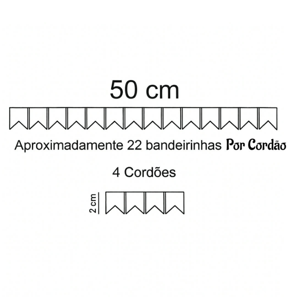 Detalhes do Bandeirinha Festa Junina Cordão com 50 cm - Recorte de Feltro
