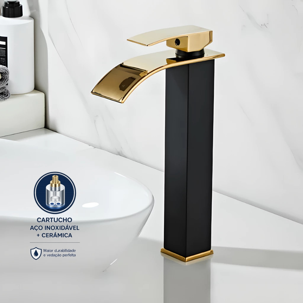 Torneira Para Banheiro Misturador Cascata Monocomando QualidadeAlta Metal Yesop