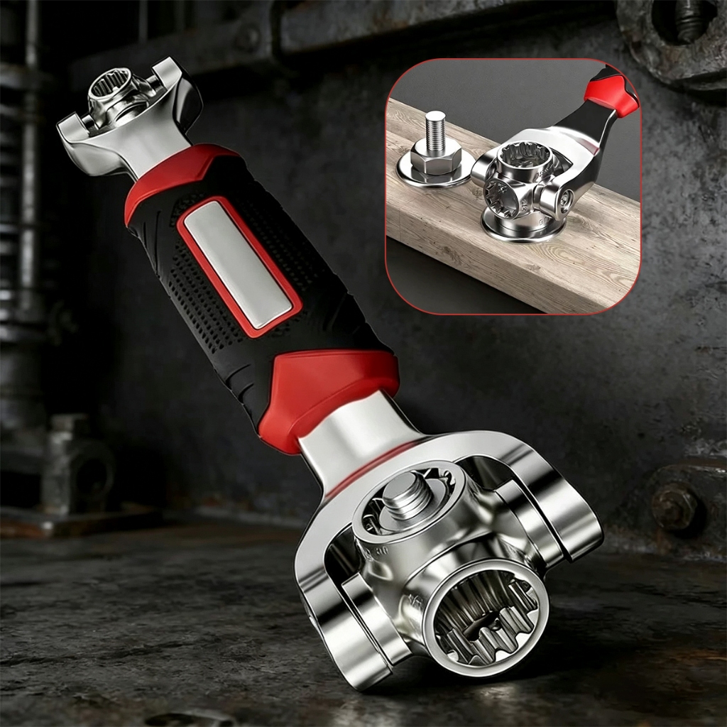 Chave Multifuncional 48 em 1 Universal com Ímã e Rotação 360°  Resistente para Trabalhos Automotivos e Domésticos -F3