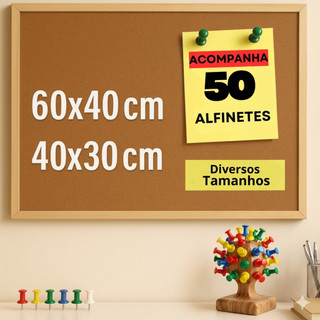 Quadro Lousa Cortiça Moldura Madeira Avisos Recados de Anotações Diversas (ABC Click)