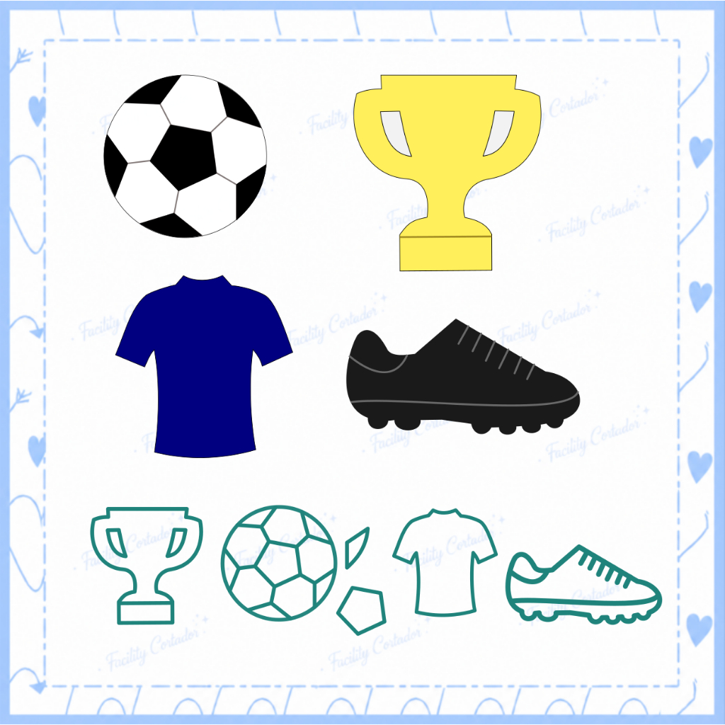 Cortador Futebol Bola Chuteira Camisa Taça Copa do Mundo Molde Forma Forminha Para Festa Artesanatos