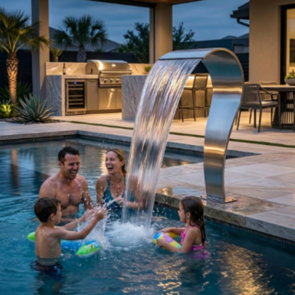 Cascata Inox Piscina 75cm x 30cm - Instalação Fácil e Design Moderno