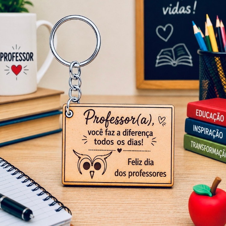 Kit Chaveiro PROFESSOR FAZ A DIFERENÇA TODOS OS DIAS, para escola, decoração dia dos professores
