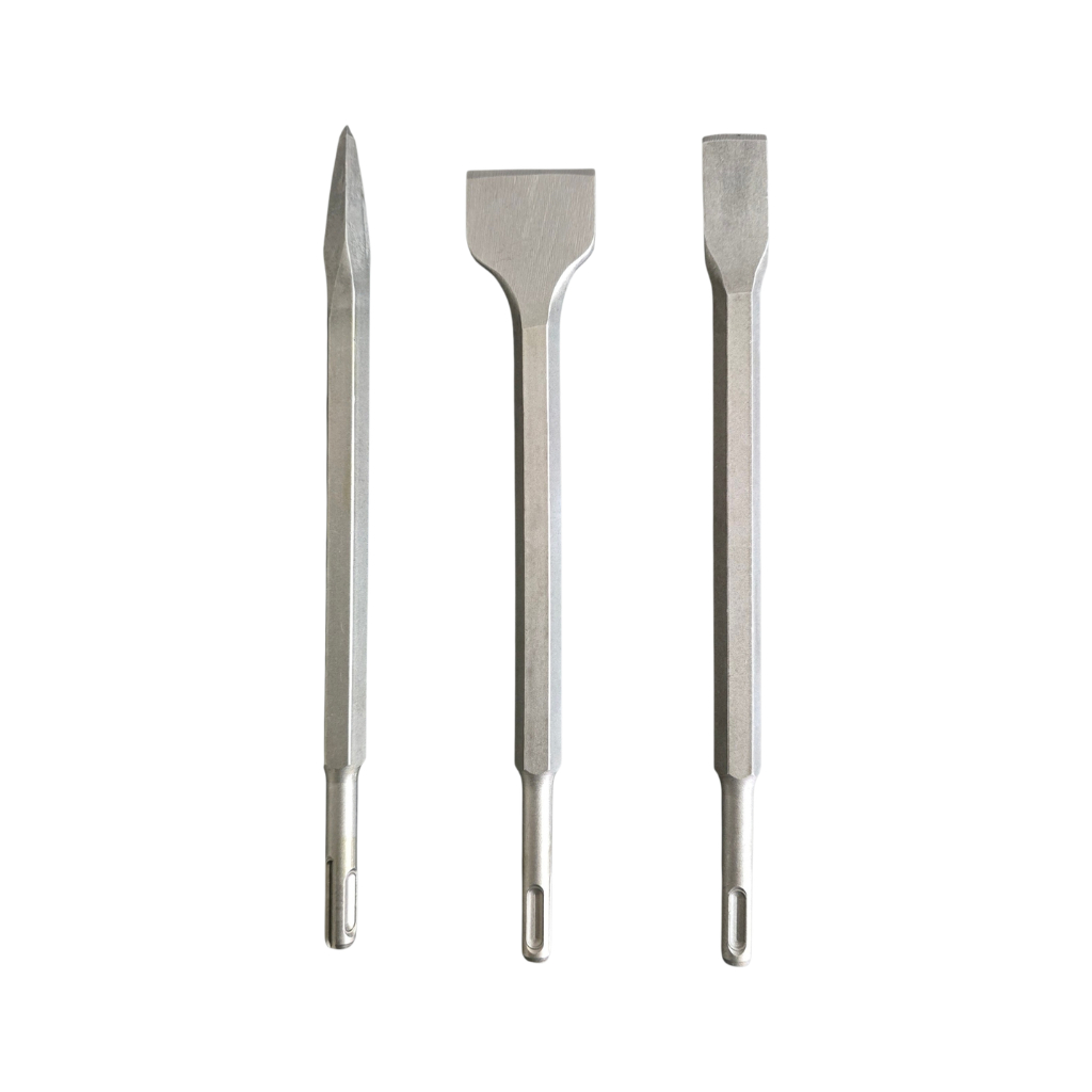 Jogo Kit Talhadeira Plana Alargada E Ponteiro Sds Plus 250mm Alta Resistência 3 Peças